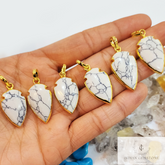 Howlite Arrowhead Pendant, Gold Electroplated Plated Necklace, Pendant Necklace, Women Pendant, Dainty Jewelry, Gemstone Necklace, Gift